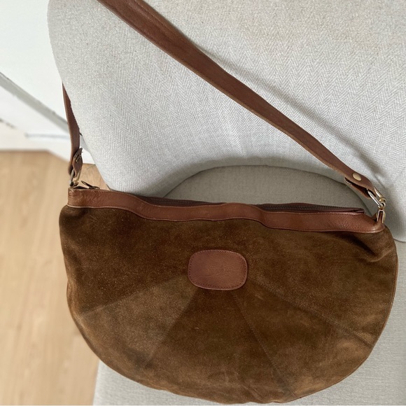 Vintage The Bay Made in Italy Suede Crescent Shoulder Bag - Picture 2 of 12